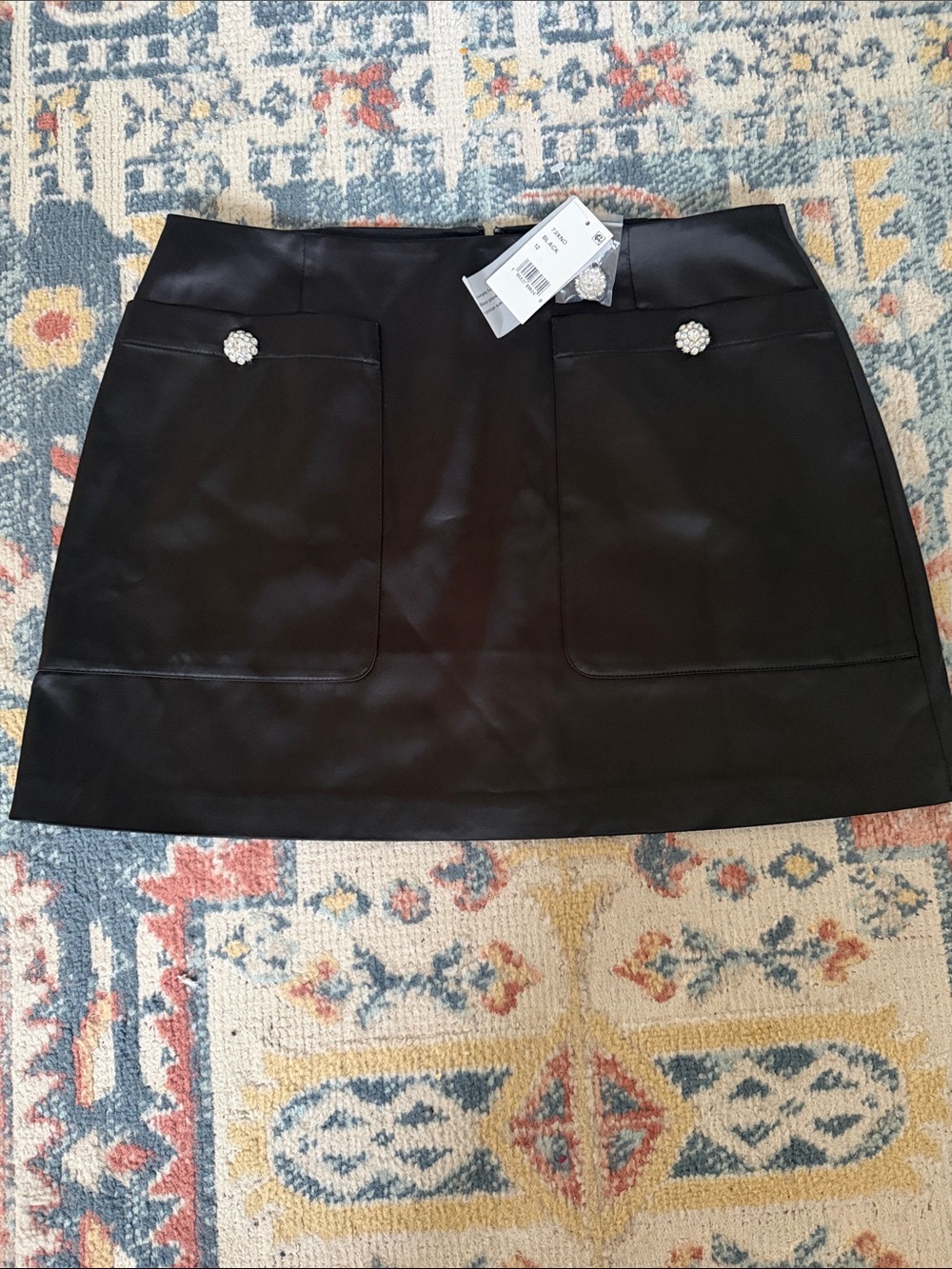 Absolutely Gorgeous excellent quality stunning Black Satin Pocket Mini Skirt